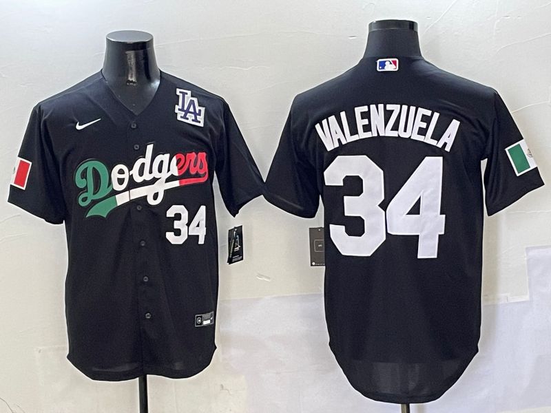 Men Los Angeles Dodgers 34 Valenzuela Black Mexico Game Nike 2025 MLB Jersey style 10